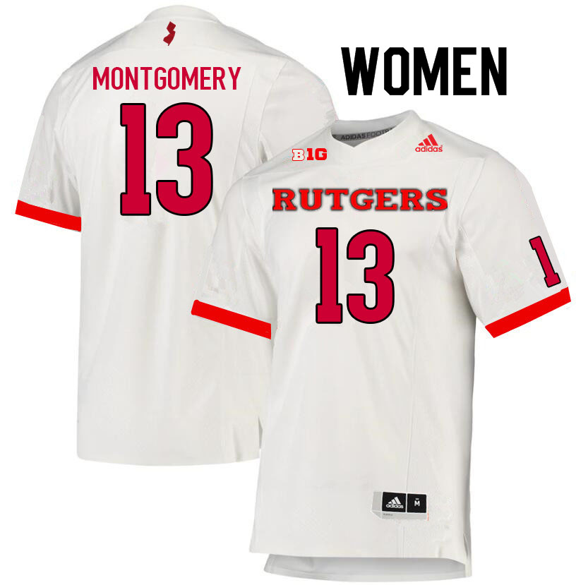 Women #13 Nasir Montgomery Rutgers Scarlet Knights College Football Jerseys Sale-White - Click Image to Close